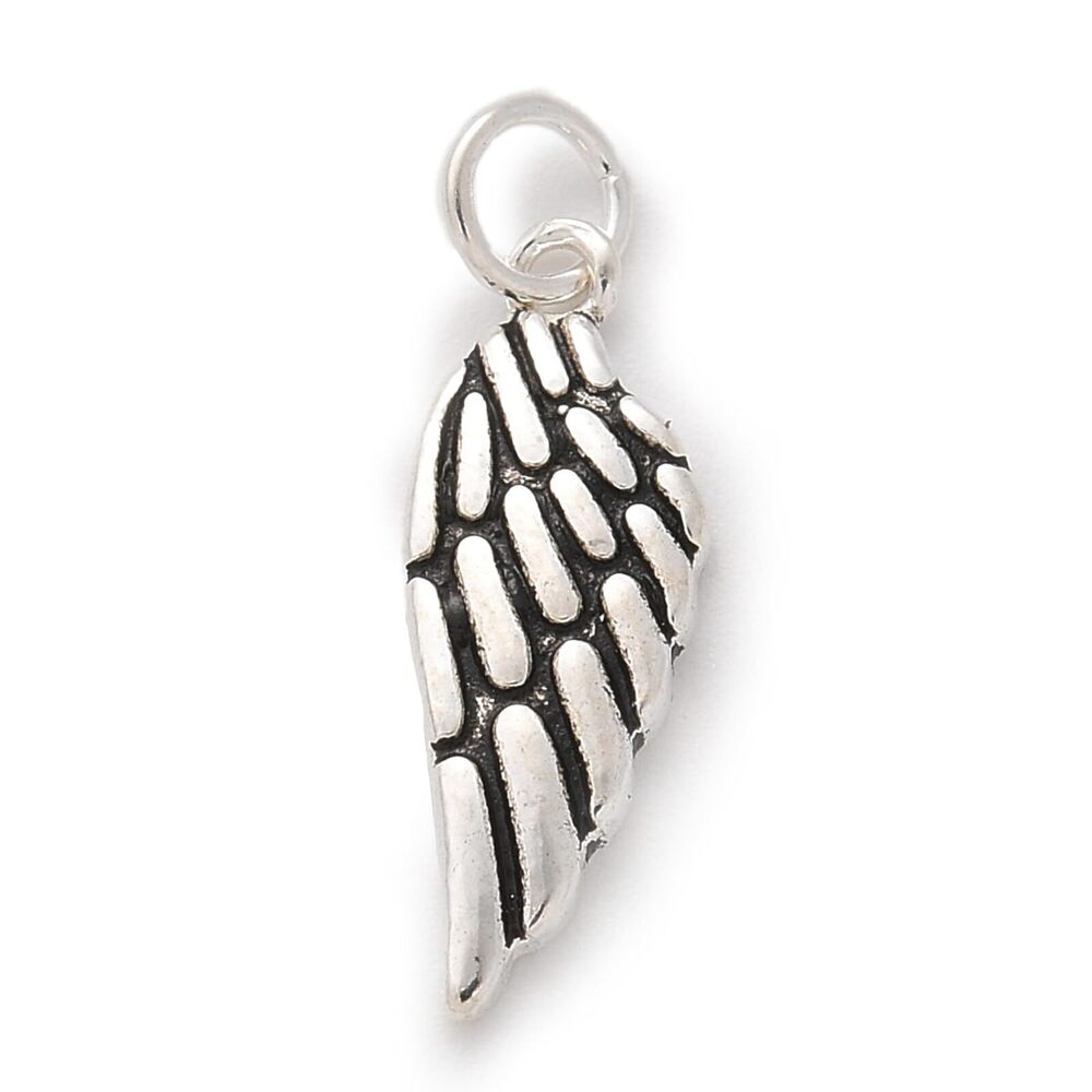 5503 2 pcs Vintage Wing Theme 925 Sterling Silver Charms Angel Fairy Wing
